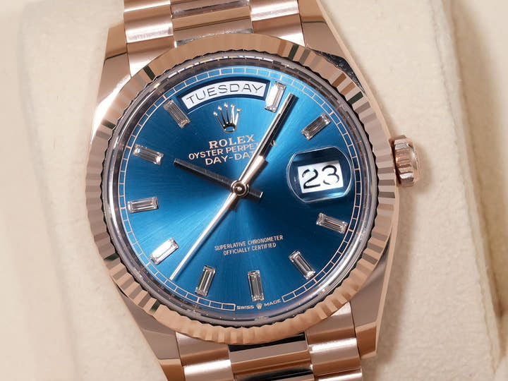 ロレックス デイデイト36 Ref.128235 エバーローズゴールド ブルーグリーン文字盤 美中古 8wz5ovy3