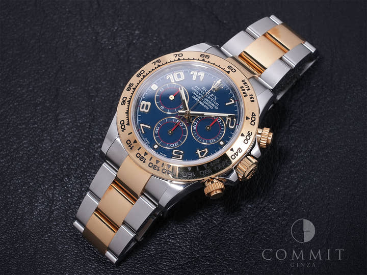 ロレックス デイトナ Ref.116503 ステンレススチール/イエローゴールド ブルーアラビア文字盤 中古 n3e3rq2w