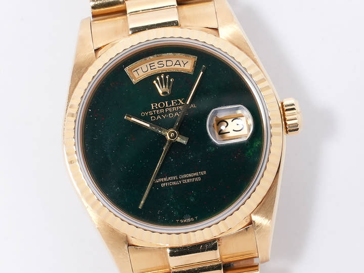 ロレックス デイデイト36 Ref.18038 イエローゴールド ブラッドストーン文字盤 中古 vxtnbahw