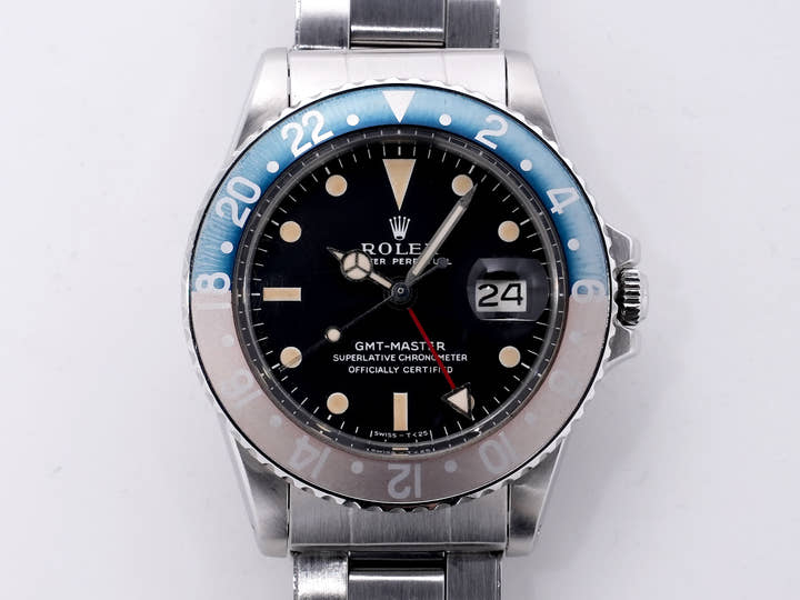 ロレックス GMTマスター Ref.1675 ステンレススチール ブラック文字盤 オイスターブレスレット 中古 hs3aeao6