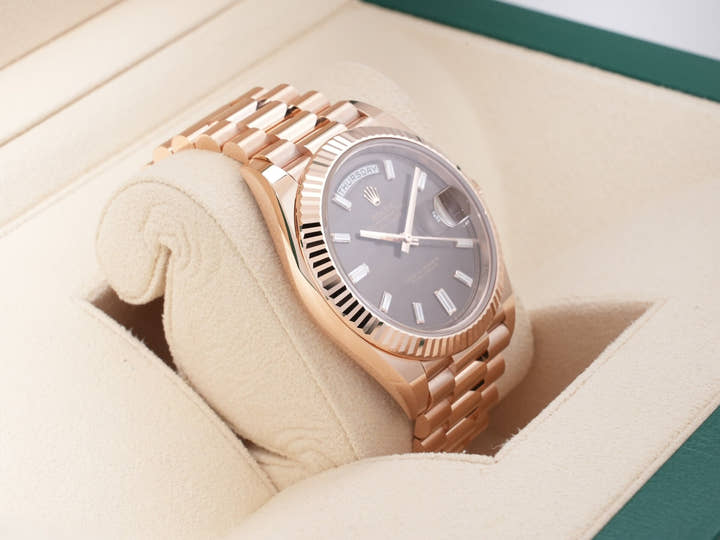 ロレックス デイデイト40 Ref.228235A エバーローズゴールド チョコレートx10Pダイヤ文字盤 美中古 ax8x7k47