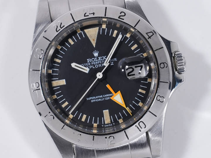 ロレックス エクスプローラーII Ref.1655 ステンレススチール ブラック文字盤 オイスターブレスレット 中古 747xfmgr