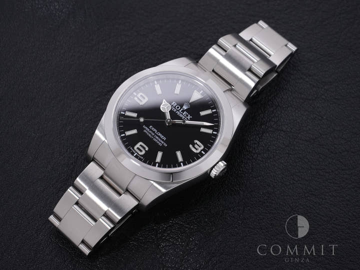 Rolex Explorer I Ref. 214270, stainless steel, black dial, Oyster bracelet, excellent condition.  (23fkzga9 appears to be an internal reference number and not part of the product description)