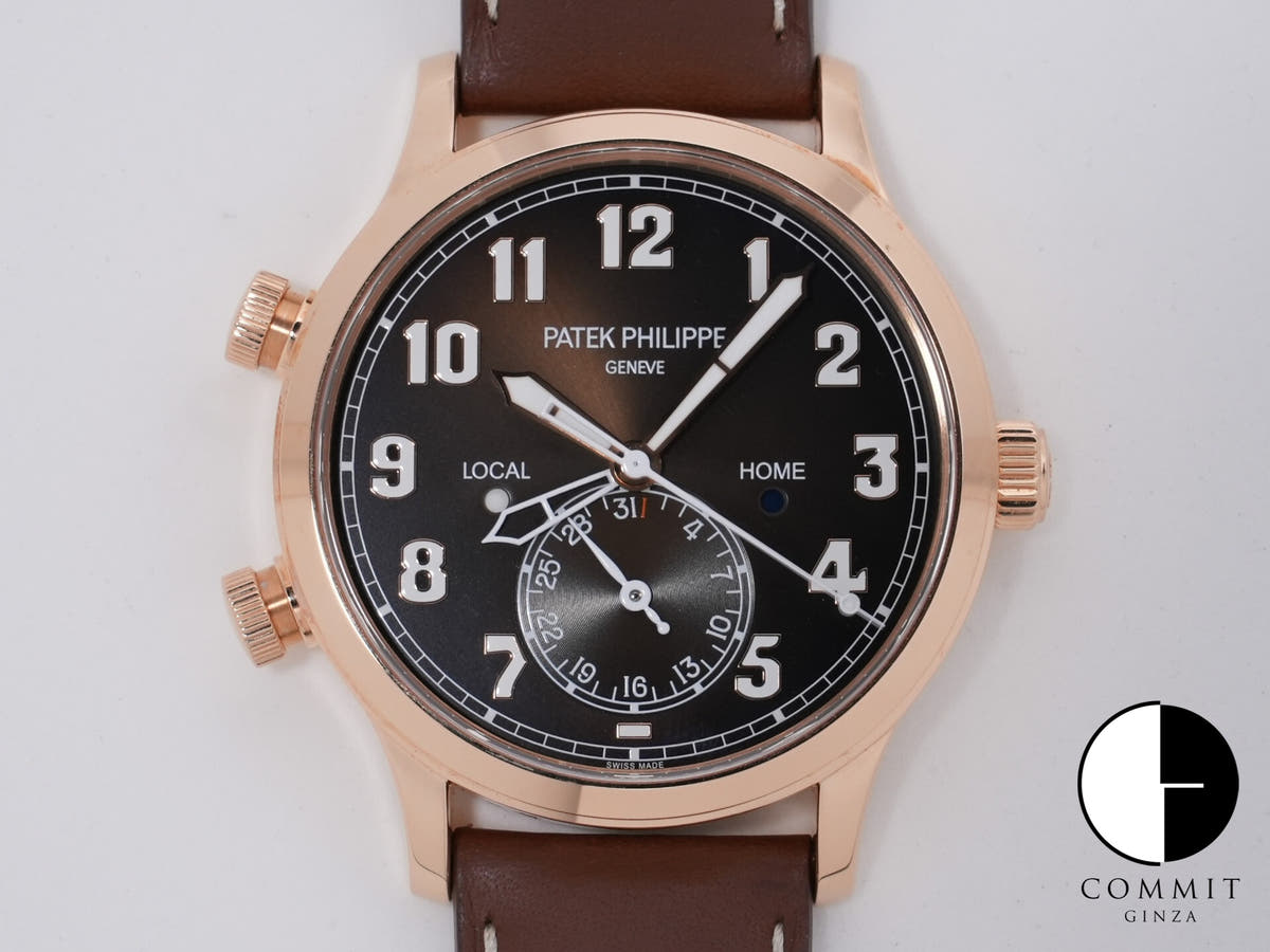 パテックフィリップ カラトラバ パイロット トラベルタイム Ref.5524R-001 ローズゴールド ブラウン・ソレイユ文字盤 中古 7jj3trgi
