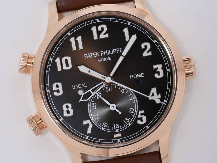 パテックフィリップ カラトラバ パイロット トラベルタイム Ref.5524R-001 ローズゴールド ブラウン・ソレイユ文字盤 中古 7jj3trgi