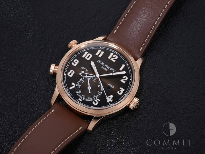 パテックフィリップ カラトラバ パイロット トラベルタイム Ref.5524R-001 ローズゴールド ブラウン・ソレイユ文字盤 中古 7jj3trgi