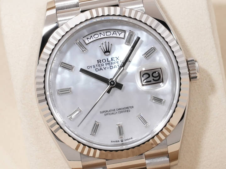 Rolex Day-Date 36 Ref. 128239 White Gold White Mother-of-Pearl Dial, Unused. (pcxgkczd appears to be a user ID or reference number and is not translated.)