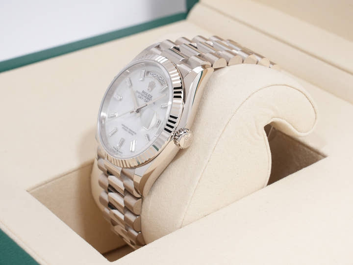 Rolex Day-Date 36 Ref. 128239 White Gold White Mother-of-Pearl Dial, Unused. (pcxgkczd appears to be a user ID or reference number and is not translated.)