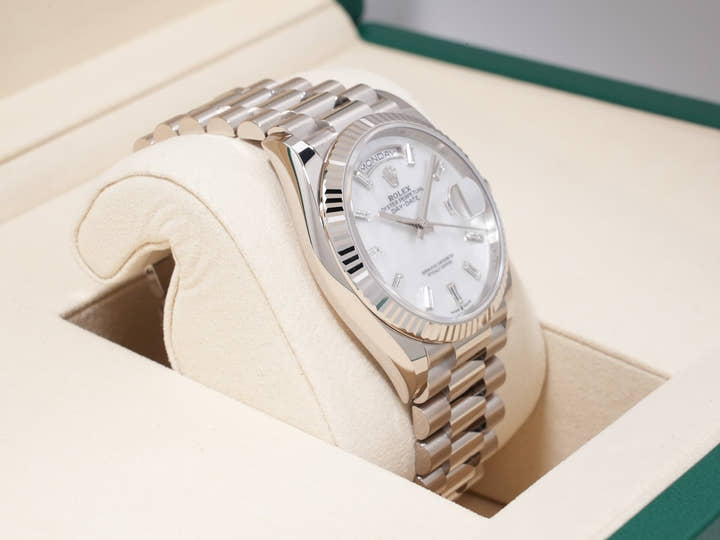 Rolex Day-Date 36 Ref. 128239 White Gold White Mother-of-Pearl Dial, Unused. (pcxgkczd appears to be a user ID or reference number and is not translated.)