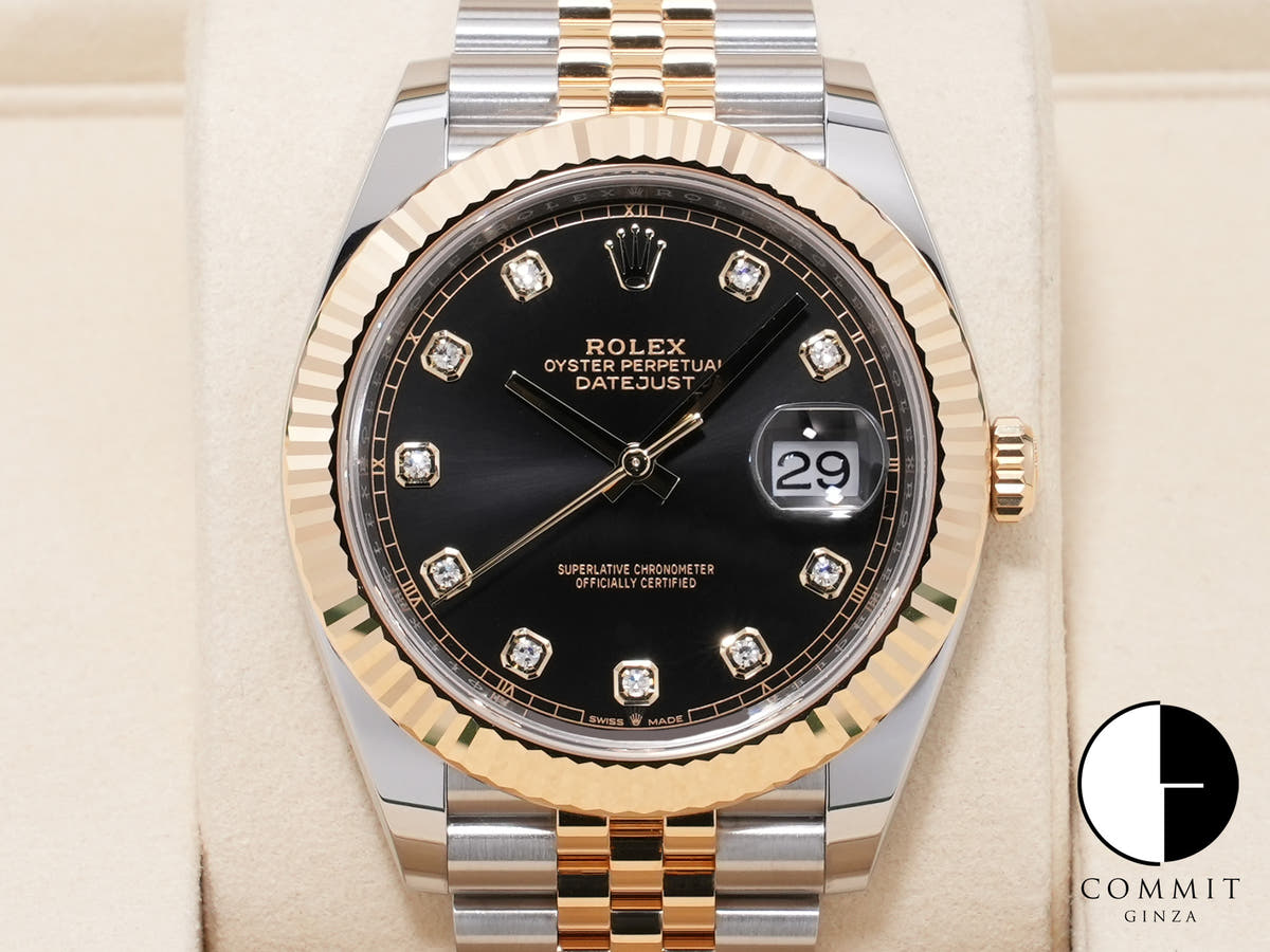 Rolex Datejust 41 Ref. 126333G Stainless Steel/Yellow Gold Bright Black 10 Diamond Dial, Excellent Condition 8izwqt8n