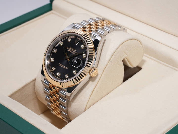 Rolex Datejust 41 Ref. 126333G Stainless Steel/Yellow Gold Bright Black 10 Diamond Dial, Excellent Condition 8izwqt8n