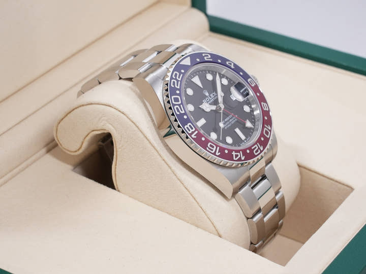 Rolex GMT-Master II Ref. 126710BLRO, stainless steel, black dial, Oyster bracelet, unworn. (pm2yyj8j appears to be an internal reference number and not part of the product description)