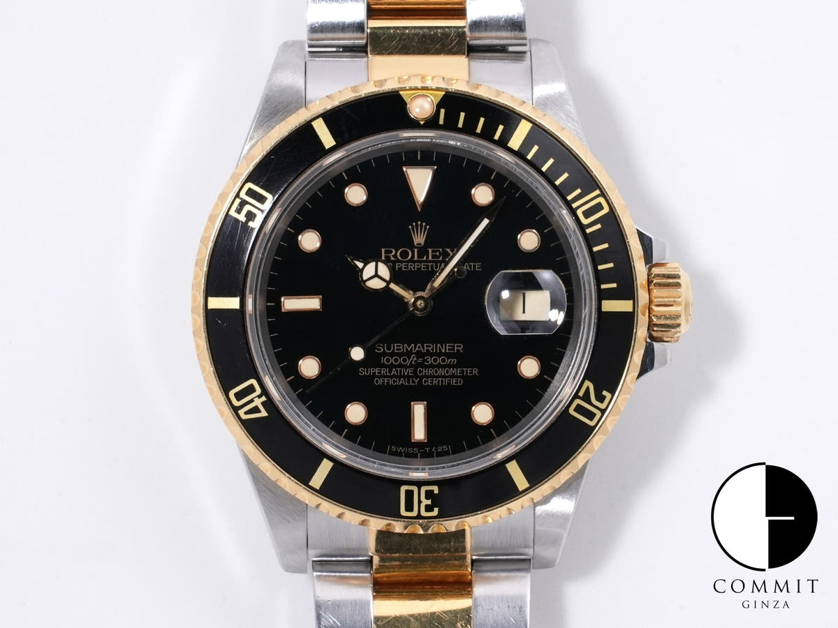 ロレックス サブマリーナー デイト Ref.16803 ステンレススチール/イエローゴールド ブラック文字盤 中古 aizv85pt