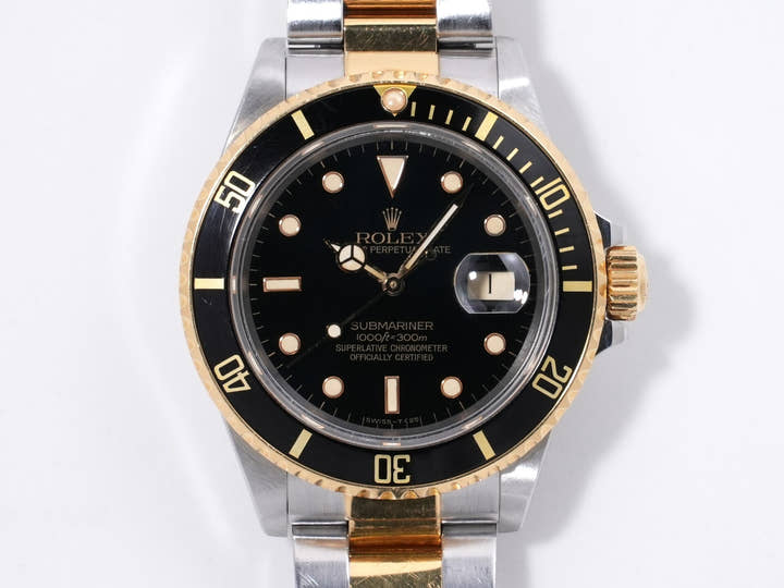 ロレックス サブマリーナー デイト Ref.16803 ステンレススチール/イエローゴールド ブラック文字盤 中古 aizv85pt