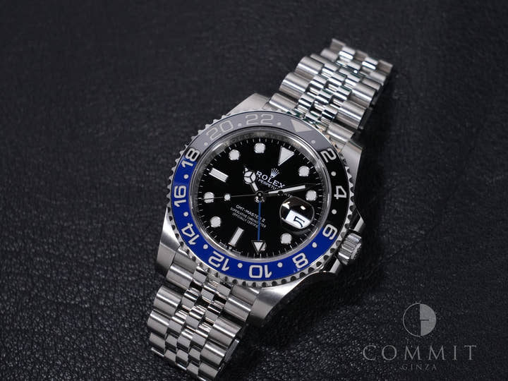 Rolex GMT-Master II Ref. 126710BLNR, stainless steel, black dial, Jubilee bracelet, pre-owned (used but in good condition).