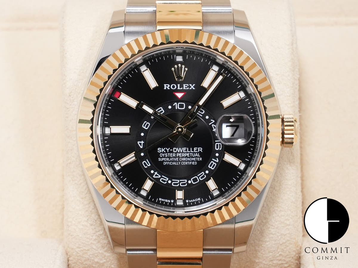 ロレックス スカイドゥエラー Ref.336933 ステンレススチール/イエローゴールド ブライトブラック文字盤 オイスターブレスレット 中古 h23iyw2n