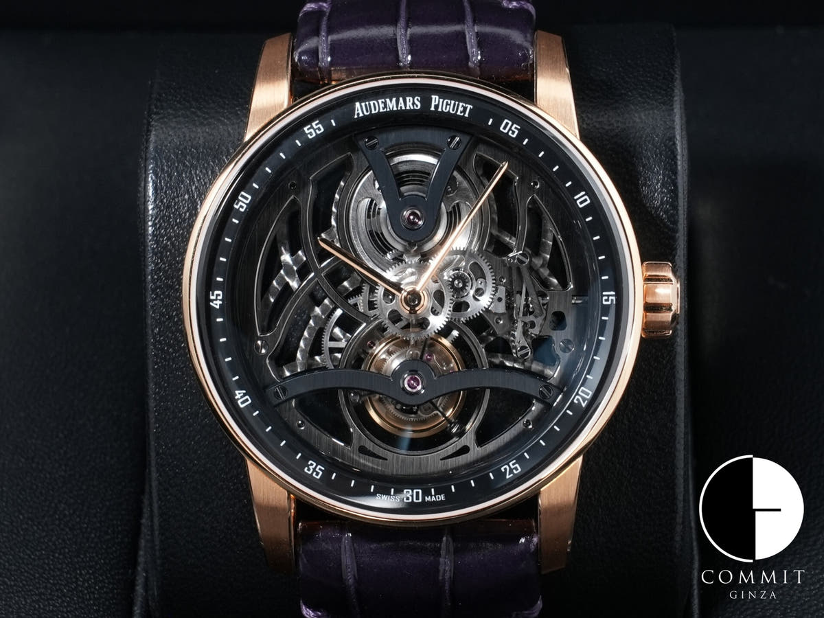 オーデマピゲ CODE 11.59 バイ オーデマ ピゲ トゥールビヨン オープンワーク Ref.26600OR.OO.D002CR.01 ピンクゴールド ブラックラッカーインナーベゼル、オープンワーク文字盤 美品 y5zvardj