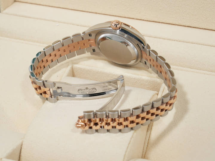 ロレックス デイトジャスト28 Ref.279171 ステンレススチール/エバーローズゴールド チョコレートx10Pダイヤ文字盤 ジュビリーブレスレット 中古 sqguks5h
