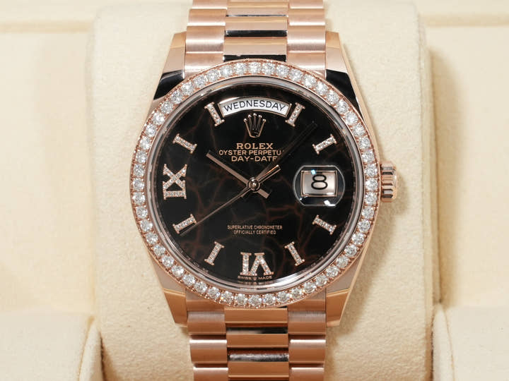 ロレックス デイデイト36 Ref.128345RBR エバーローズゴールド アイゼンキーゼル文字盤 極美品 yhyf6g24