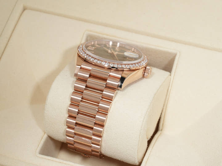 ロレックス デイデイト36 Ref.128345RBR エバーローズゴールド アイゼンキーゼル文字盤 極美品 yhyf6g24