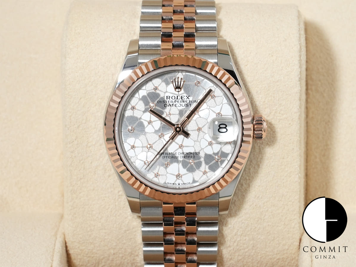 ロレックス デイトジャスト31 Ref.278271 ステンレススチール/エバーローズゴールド シルバーフローラルモチーフ文字盤 美中古 35efcw7a