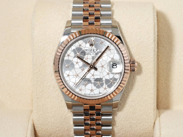 ロレックス デイトジャスト31 Ref.278271 ステンレススチール/エバーローズゴールド シルバーフローラルモチーフ文字盤 美中古 35efcw7a