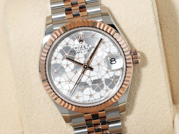 ロレックス デイトジャスト31 Ref.278271 ステンレススチール/エバーローズゴールド シルバーフローラルモチーフ文字盤 美中古 35efcw7a