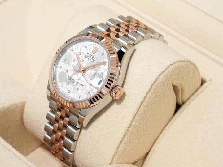 ロレックス デイトジャスト31 Ref.278271 ステンレススチール/エバーローズゴールド シルバーフローラルモチーフ文字盤 美中古 35efcw7a