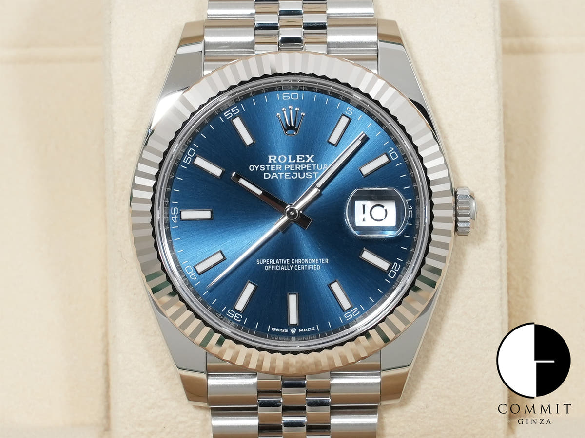 ロレックス デイトジャスト41 Ref.126334 ステンレススチール/ホワイトゴールド ブライトブルー文字盤 ジュビリーブレスレット 未使用 r9f48jov