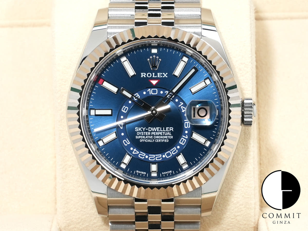 ロレックス スカイドゥエラー Ref.326934 ステンレススチール/ホワイトゴールド ブルー文字盤 ジュビリーブレスレット 美中古 mbbfnpj5