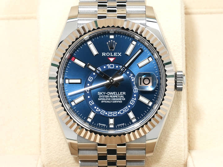 ロレックス スカイドゥエラー Ref.326934 ステンレススチール/ホワイトゴールド ブルー文字盤 ジュビリーブレスレット 美中古 mbbfnpj5