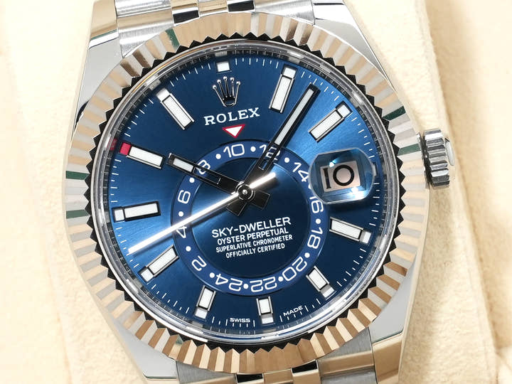 ロレックス スカイドゥエラー Ref.326934 ステンレススチール/ホワイトゴールド ブルー文字盤 ジュビリーブレスレット 美中古 mbbfnpj5