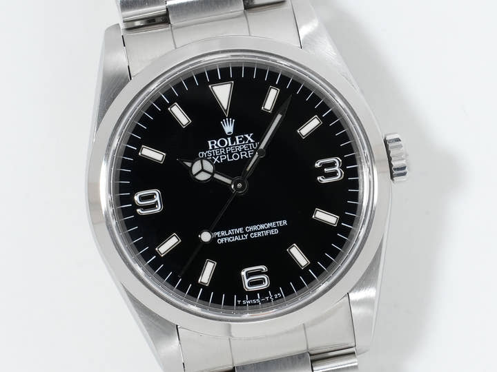 ロレックス エクスプローラーI Ref.14270 ステンレススチール ブラック文字盤 オイスターブレスレット 中古 jjowazff
