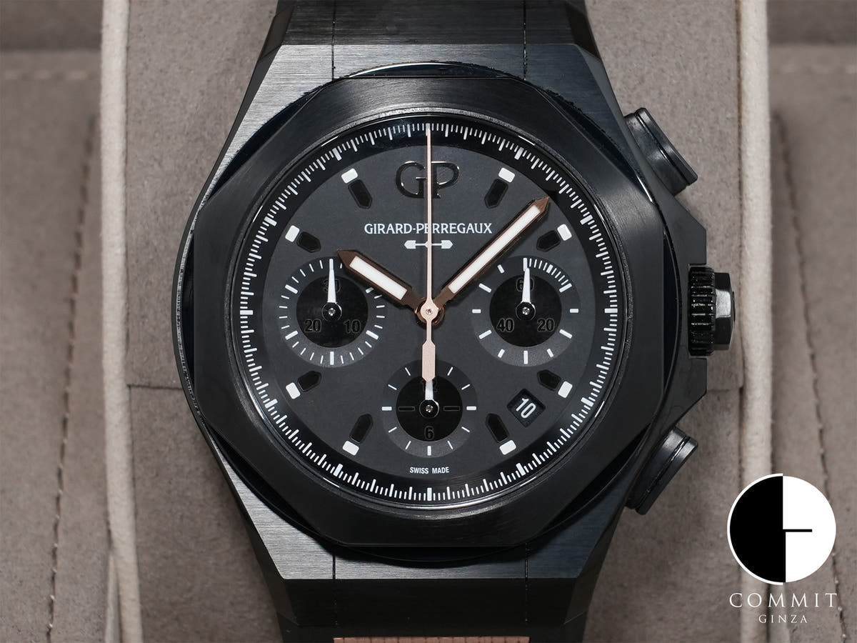 ジラールペルゴ ロレアート アブソルート クロノグラフ ゴールドフィーバー Ref.81060-21-492-FH3A チタニウム ブラック文字盤 中古 t5u73mxz