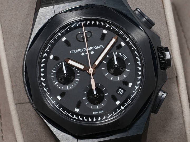 ジラールペルゴ ロレアート アブソルート クロノグラフ ゴールドフィーバー Ref.81060-21-492-FH3A チタニウム ブラック文字盤 中古 t5u73mxz