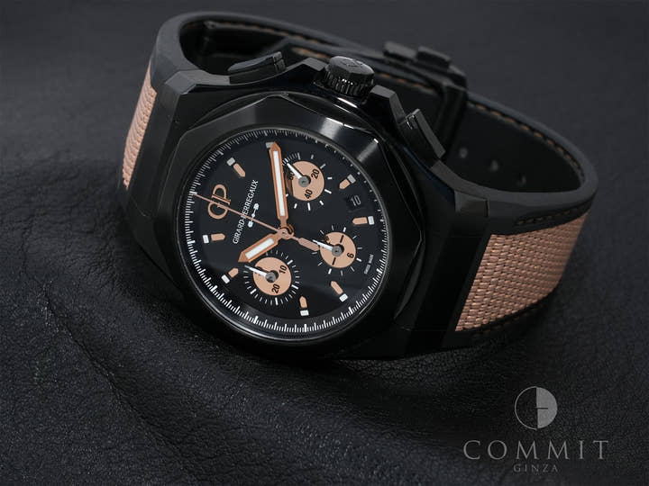 ジラールペルゴ ロレアート アブソルート クロノグラフ ゴールドフィーバー Ref.81060-21-492-FH3A チタニウム ブラック文字盤 中古 t5u73mxz