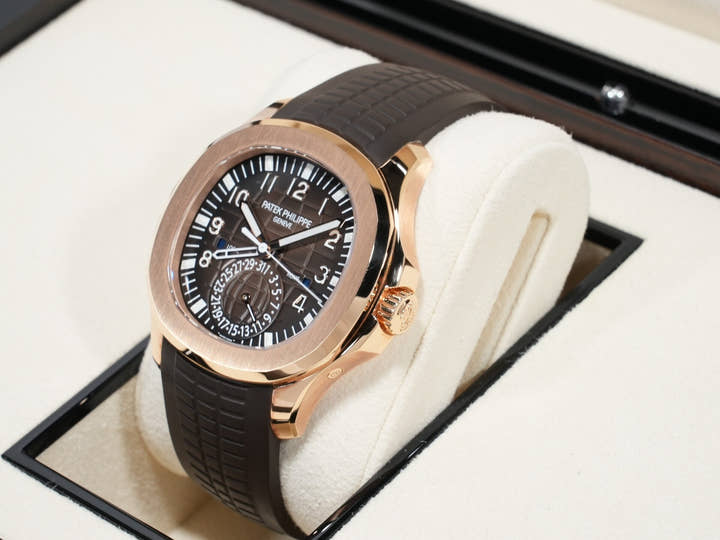 パテックフィリップ アクアノート Ref.5164R-001 ローズゴールド ブラウン エンボス文字盤 美品 6rifj45e