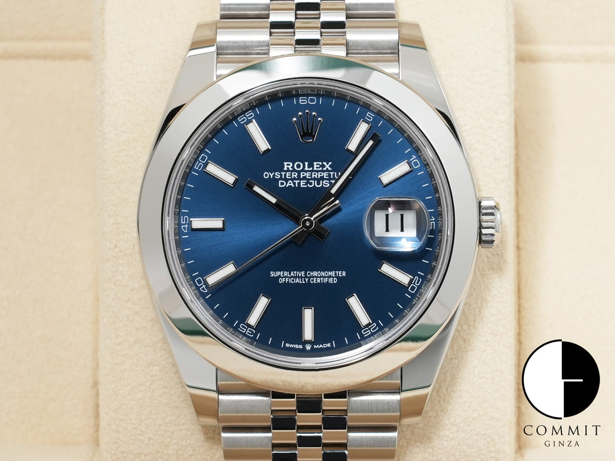 ロレックス デイトジャスト41 Ref.126300 ステンレススチール ブライトブルー文字盤 ジュビリーブレスレット 美中古 3oweqrrh