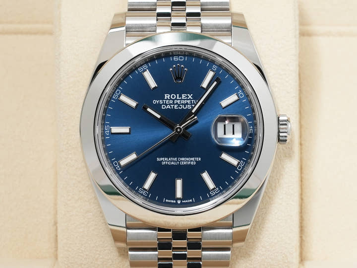 ロレックス デイトジャスト41 Ref.126300 ステンレススチール ブライトブルー文字盤 ジュビリーブレスレット 美中古 3oweqrrh