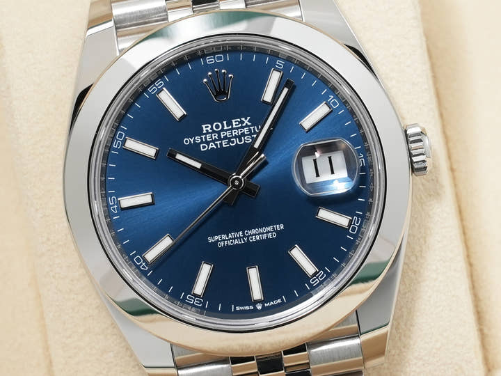 ロレックス デイトジャスト41 Ref.126300 ステンレススチール ブライトブルー文字盤 ジュビリーブレスレット 美中古 3oweqrrh