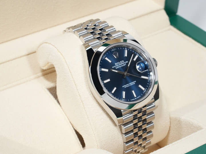 ロレックス デイトジャスト41 Ref.126300 ステンレススチール ブライトブルー文字盤 ジュビリーブレスレット 美中古 3oweqrrh