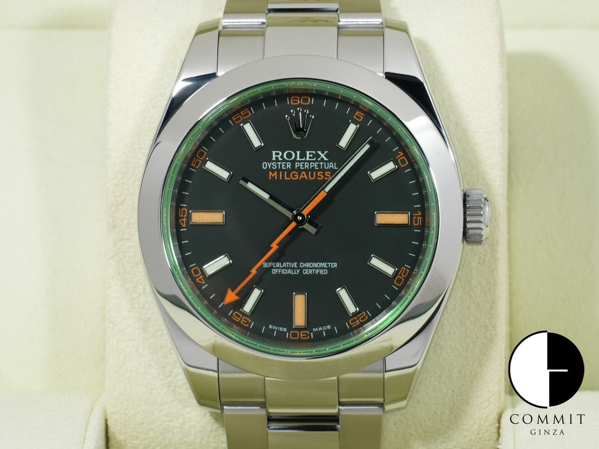 ロレックス ミルガウス Ref.116400GV ステンレススチール ブラック文字盤 美品 rf6e46pt