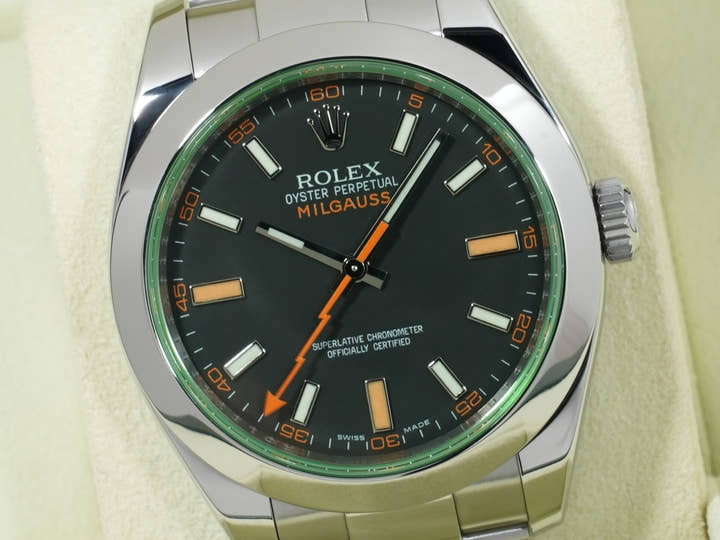 ロレックス ミルガウス Ref.116400GV ステンレススチール ブラック文字盤 美品 rf6e46pt