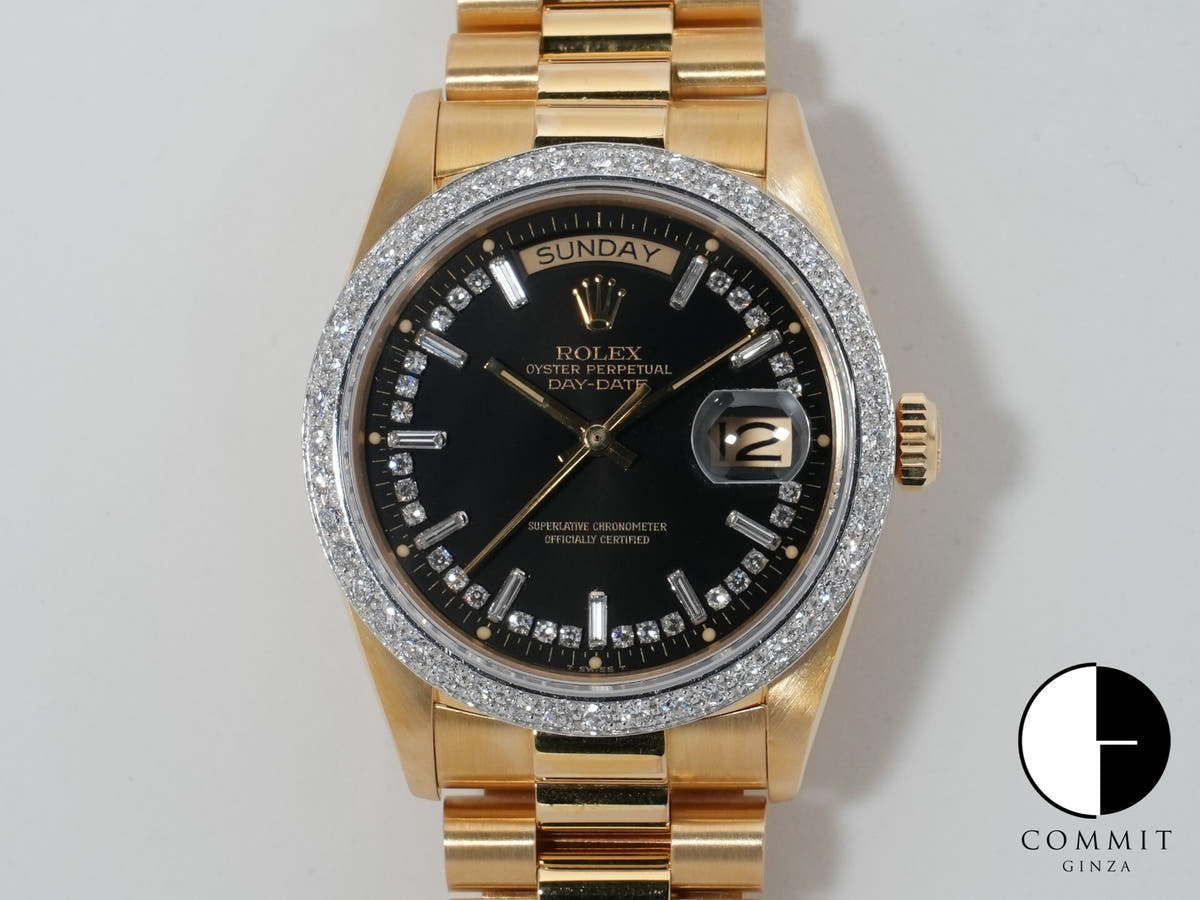 ロレックス デイデイト36 Ref.18048 イエローゴールド ブラック文字盤 美中古 9p8n8oki