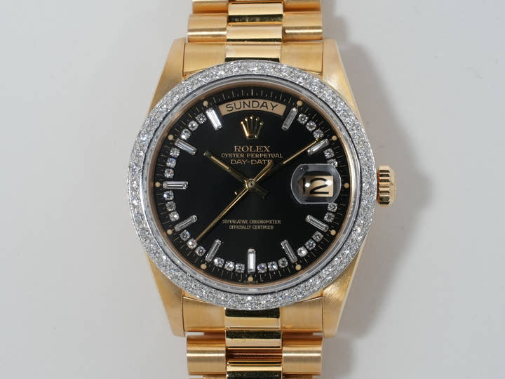 ロレックス デイデイト36 Ref.18048 イエローゴールド ブラック文字盤 美中古 9p8n8oki