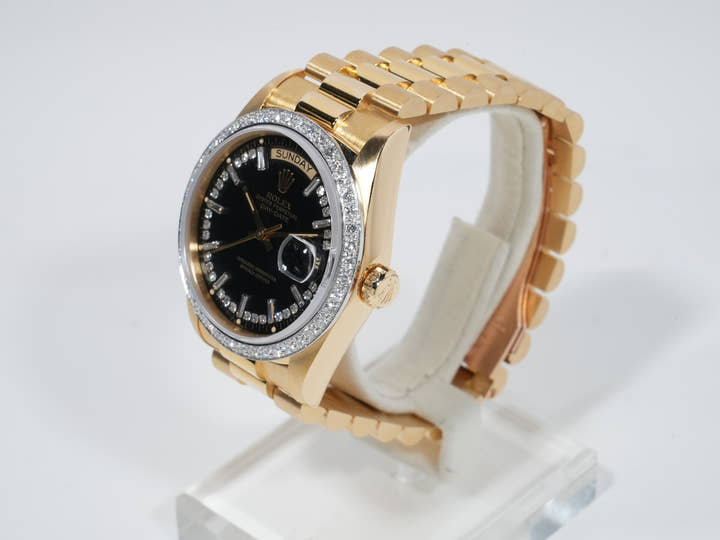 ロレックス デイデイト36 Ref.18048 イエローゴールド ブラック文字盤 美中古 9p8n8oki
