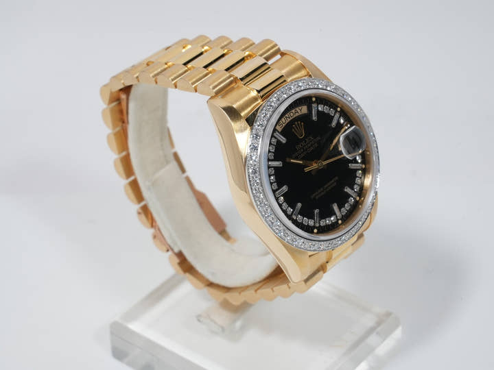 ロレックス デイデイト36 Ref.18048 イエローゴールド ブラック文字盤 美中古 9p8n8oki