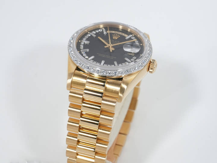 ロレックス デイデイト36 Ref.18048 イエローゴールド ブラック文字盤 美中古 9p8n8oki