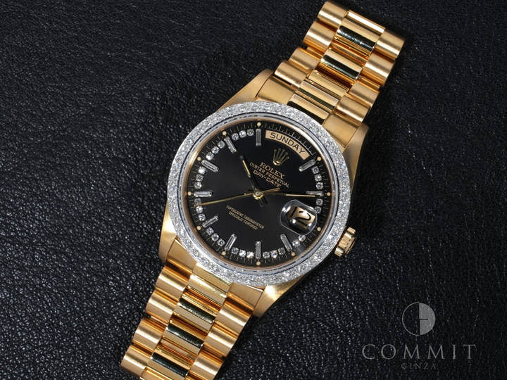 ロレックス デイデイト36 Ref.18048 イエローゴールド ブラック文字盤 美中古 9p8n8oki
