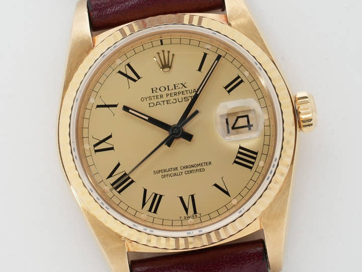 ロレックス デイトジャスト Ref.16018 イエローゴールド シャンパン バックリー文字盤 中古 cixxop7g